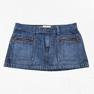 Y2K Abercrombie & Fitch Low Rise Denim Mini Skirt Zip Pockets 2000s Skirt Size 6